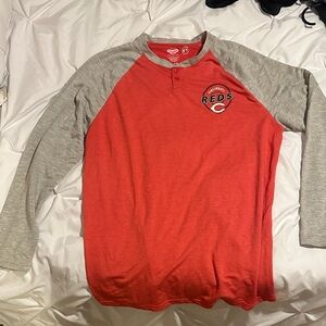 Red and Gray Long Sleeve Baseball Shirt